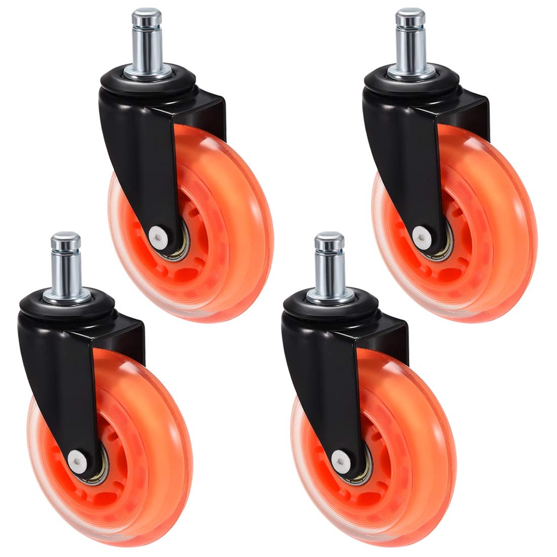 Roulettes pour chaise de bureau orange de 3 pouces avec axe 11x22 mm | Lot de 4