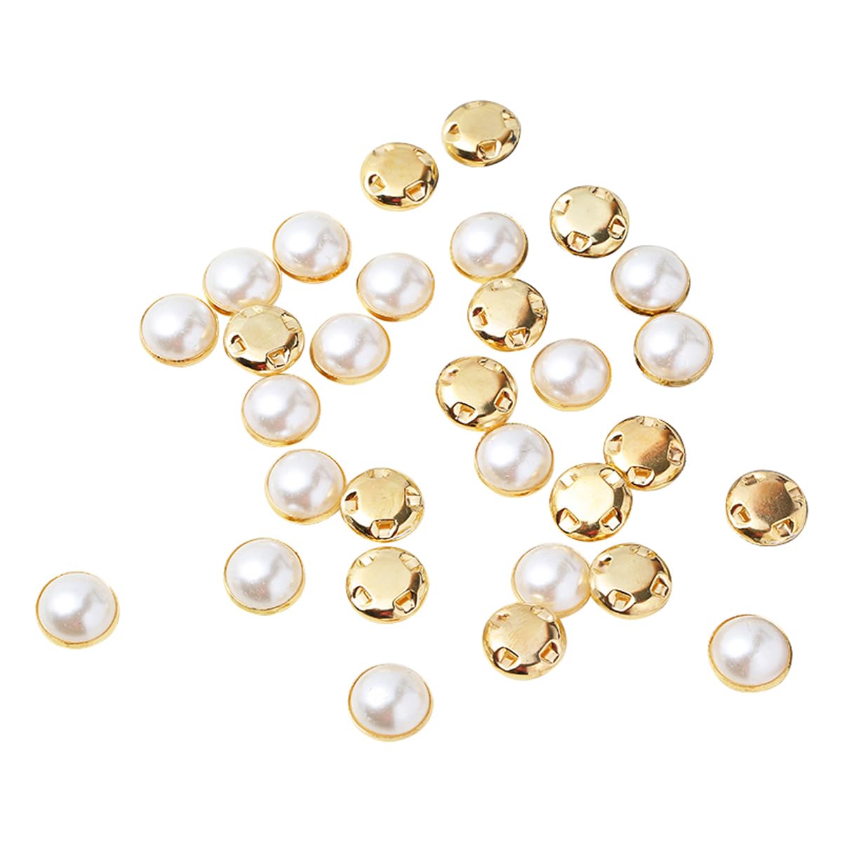 100 Pcs 6mm Sewing Pearl Beads, Flat Back Sew On Pearls Half Round Pearls Gold Claw Pearls Faux Pearl Embellishments Pearl Buttons for Sewing Decoration, Clothing, Bags, Shoe, DIY Crafts