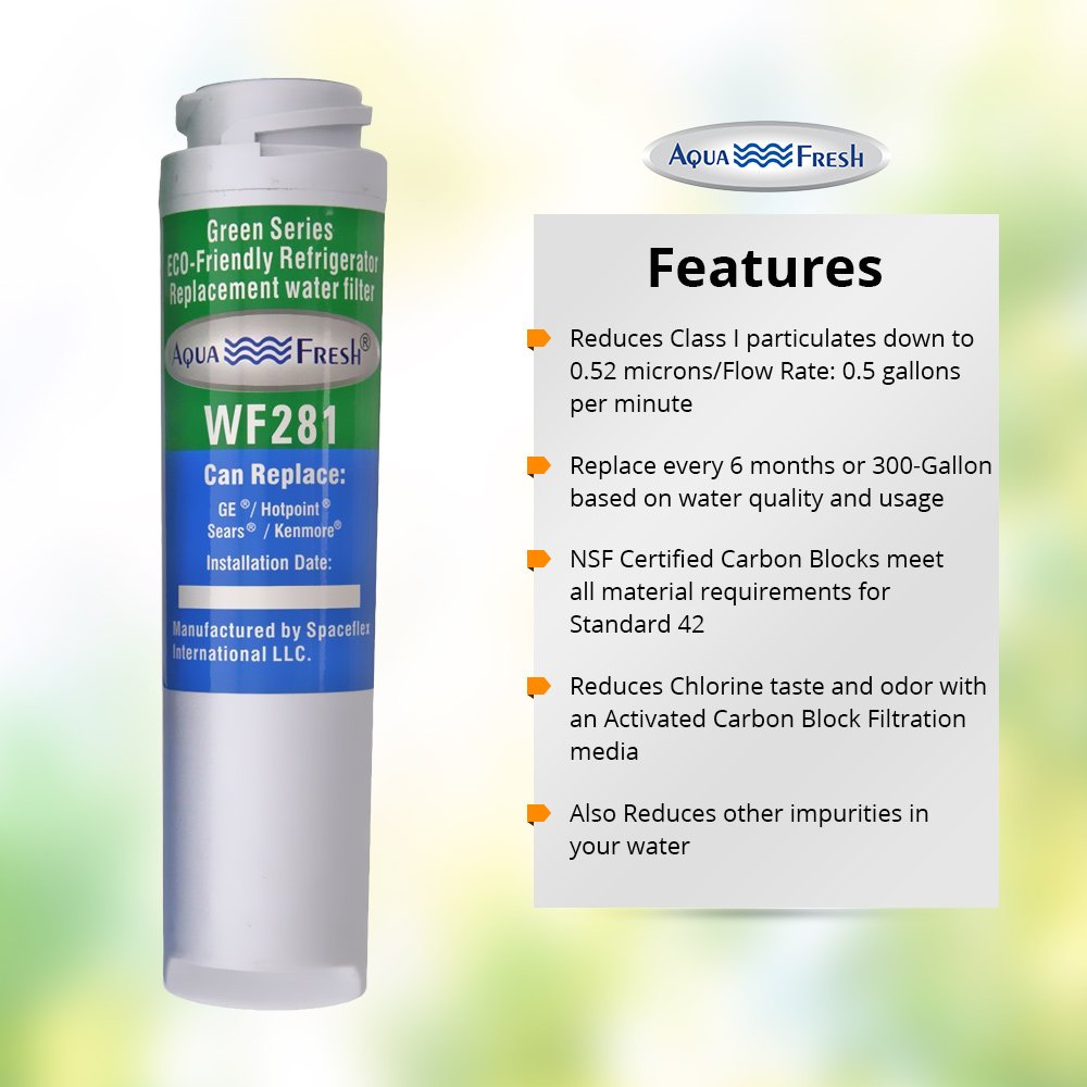 Filtro Acqua Aqua Fresh WF300 Per Frigorifero GE GXRTDR, Compatibile Macchina Ghiaccio, Confezione Da 2