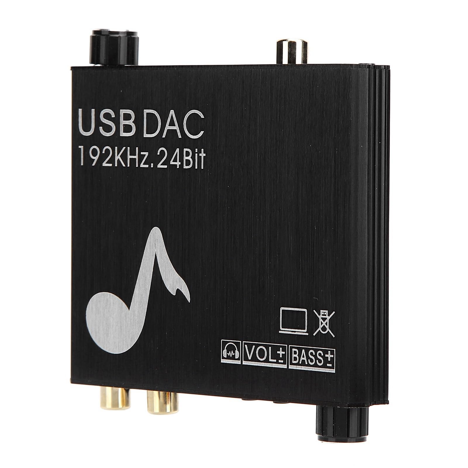 Digital to Analog Audio Converter, 192kHz 24bit DAC Converter with & 3.5mm Headphone Jack, Bass Adjustment, Noise Elimination, Support PCM Audio