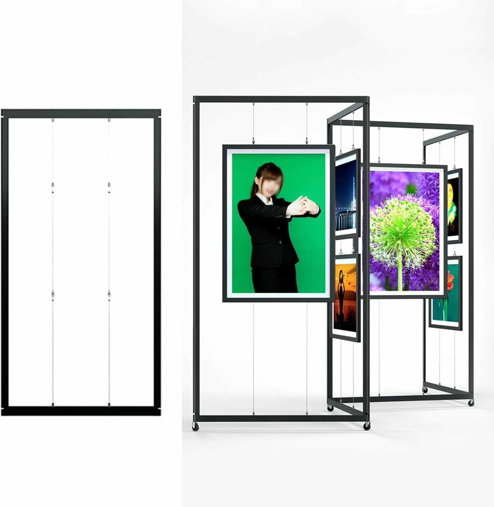 Espositore pieghevole per esposizioni di pittura, espositori in filo metallico con supporto da pavimento, scaffale pubblicitario in metallo, espositore per vendita al dettaglio con clip e