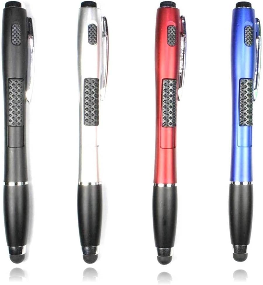 Stylus [4 Pcs], 3-in-1 Universal Touch Screen Stylus + Ballpoint Pen + LED Flashlight for Smartphones Tablets [Black + Silver + Red + Blue]