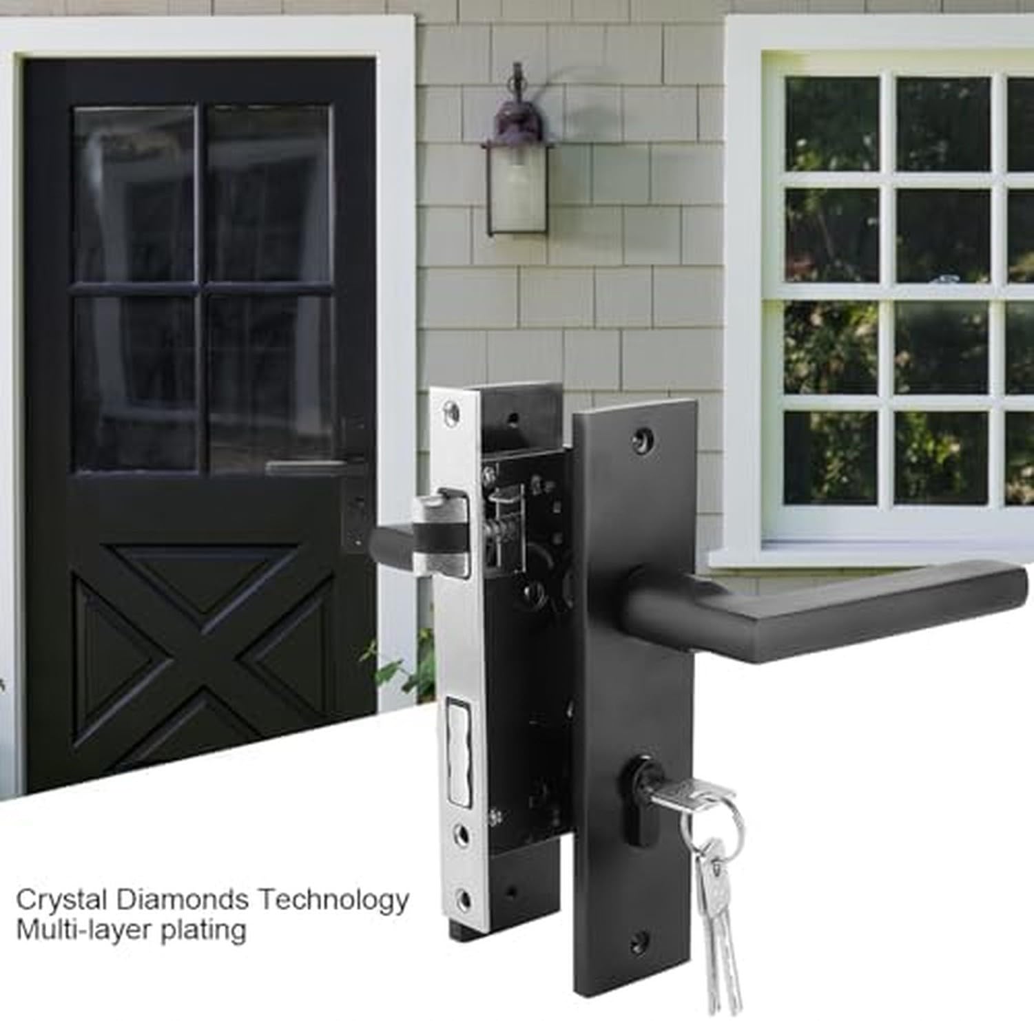 Verrou de Porte intérieur avec Poignée en Aluminium, Ensemble Serrure pour Porte d'entrée avec 3 Clés, Conception Silencieuse à Roulement pour Portes en Bois et