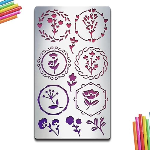 Miniatura 9 de MAYJOYDIY Can Plant - Plantilla de metal para diario, marcapáginas, plantillas de metal de 4 x 7 pulgadas, plantilla de dibujo de acero inoxidable