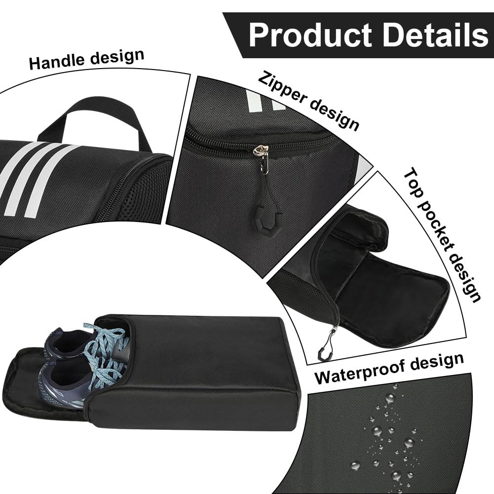 AOOWU Porta Scarpe, Multiuso Borsa Portatile, Borsa Viaggio Sneakers Sacchetti Scarpe da Uomo Donna, per Palestra Esterno Viaggio Campeggio Escursione (Nero)