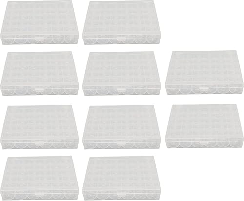 10 juegos de bobinas de coser transparentes de 36 compartimentos, bobinas de coser de plástico con caja de almacenamiento para coser manualidades,