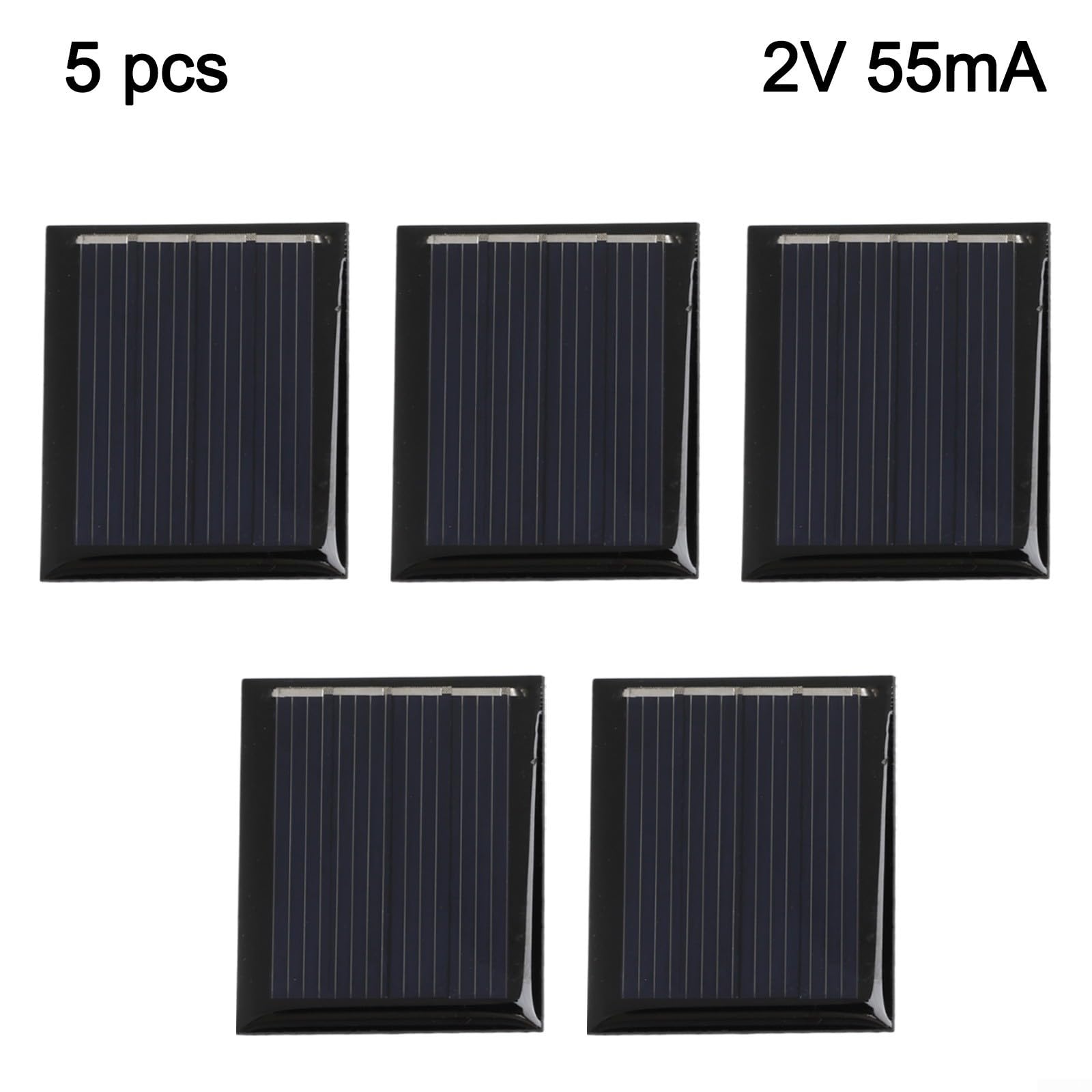 5 mini pannelli solari compatti da 2 V 55 mA per soluzioni di alimentazione portatili, per ricaricare telefoni e piccoli elettrodomestici