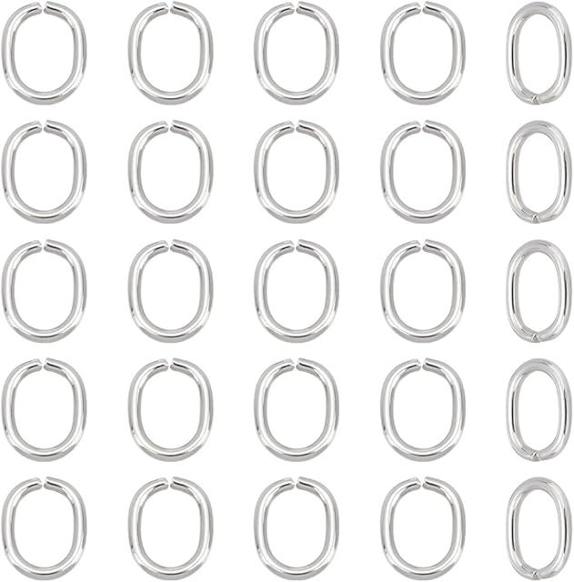PandaHall Elite 40pcs 304 Stainless Steel Open Jump Rings for DIY Jewellery Making Findings, 13x11x2mm