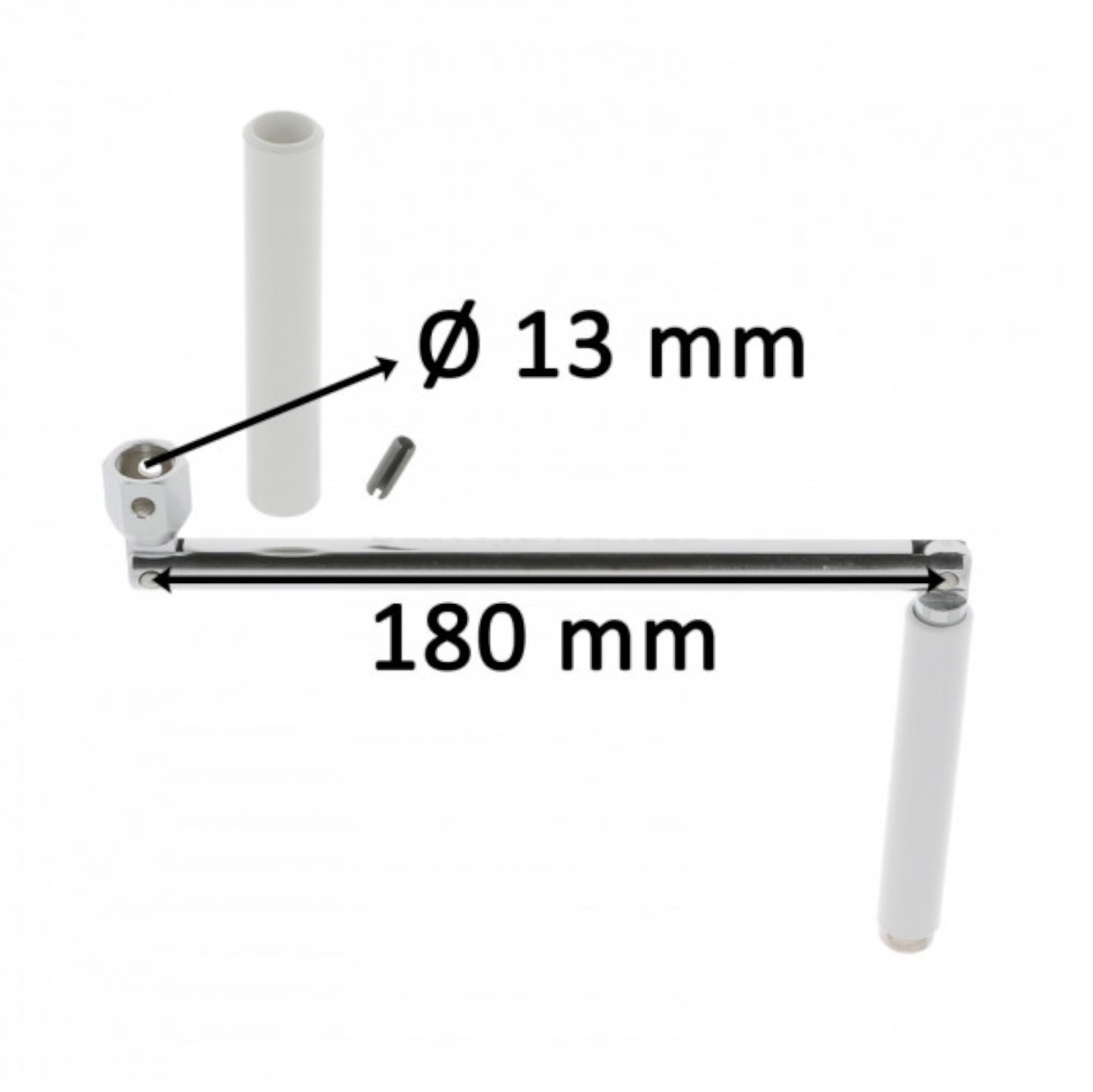 Poignée de manivelle articulée pour volet roulant en acier Ø13mm longueur 325mm
