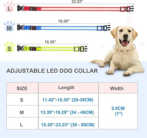 Miniatura 6 de DQGHQME - Collar de perro con luz LED, recargable por USB, collar de perro iluminado de seguridad para perros pequeños, medianos y grandes, luces