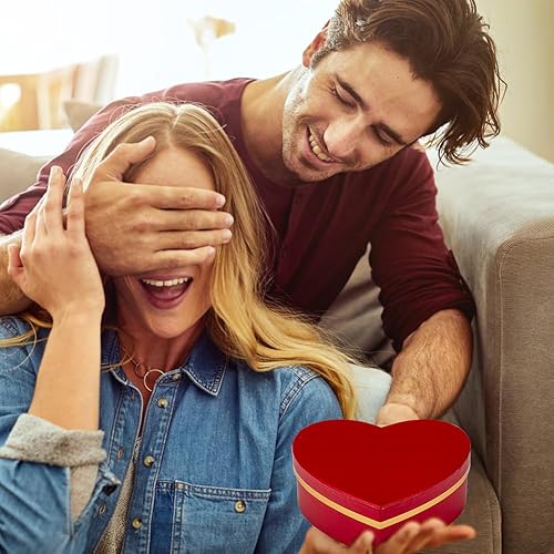 Miniatura 4 de Oairse Cajas de regalo anidadas de flores con tapas, cajas en forma de corazón para arreglos florales, juego de 4 cajas de regalo rojas para