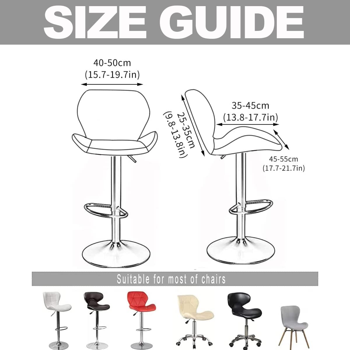 Juego de 6 fundas elásticas de terciopelo para taburetes de bar, fundas giratorias curvadas para sillas de cocina, pub, oficina y comedor, fundas protectoras de terciopelo para taburetes de bar