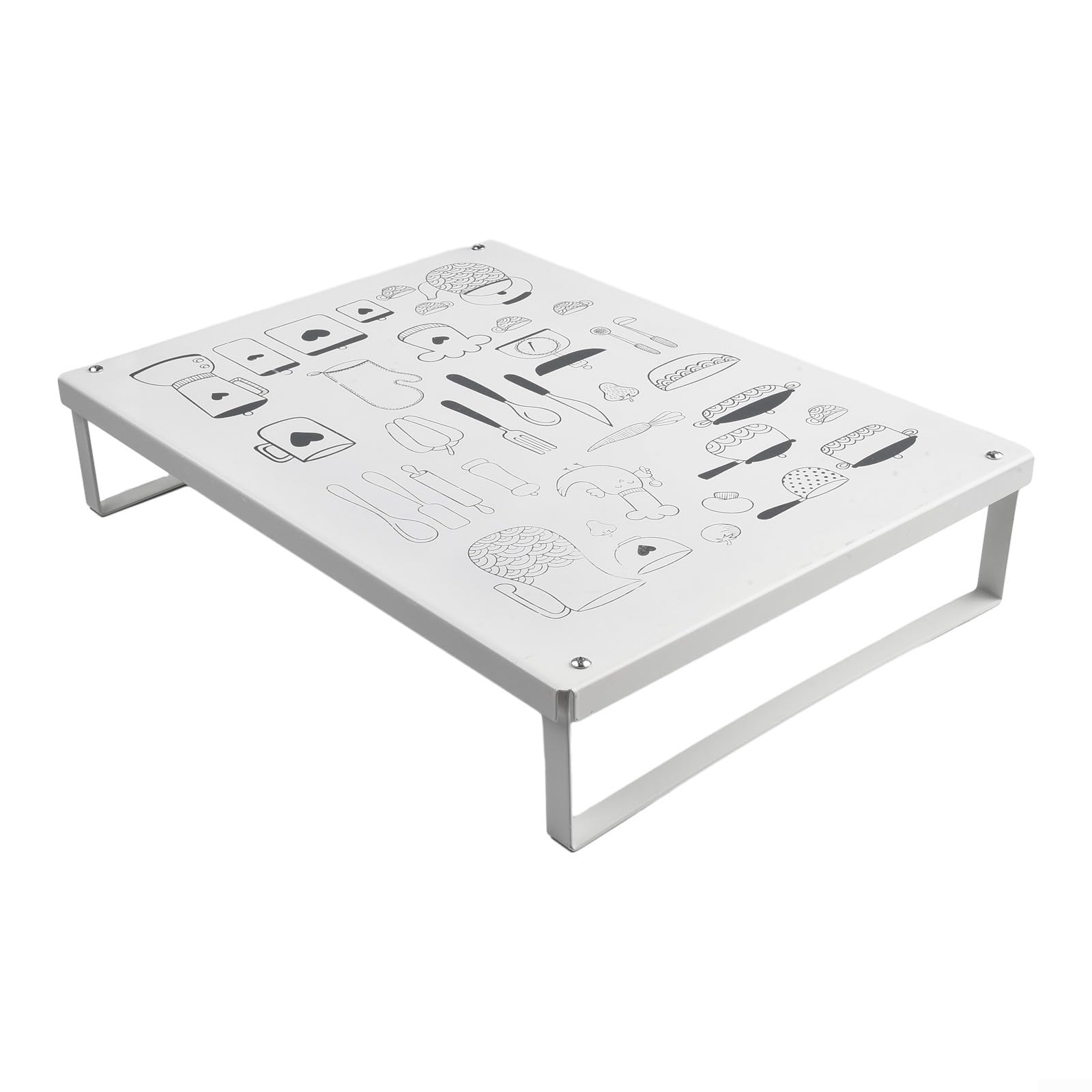 Soporte de metal multiusos para horno microondas con base antideslizante para uso doméstico (blanco)