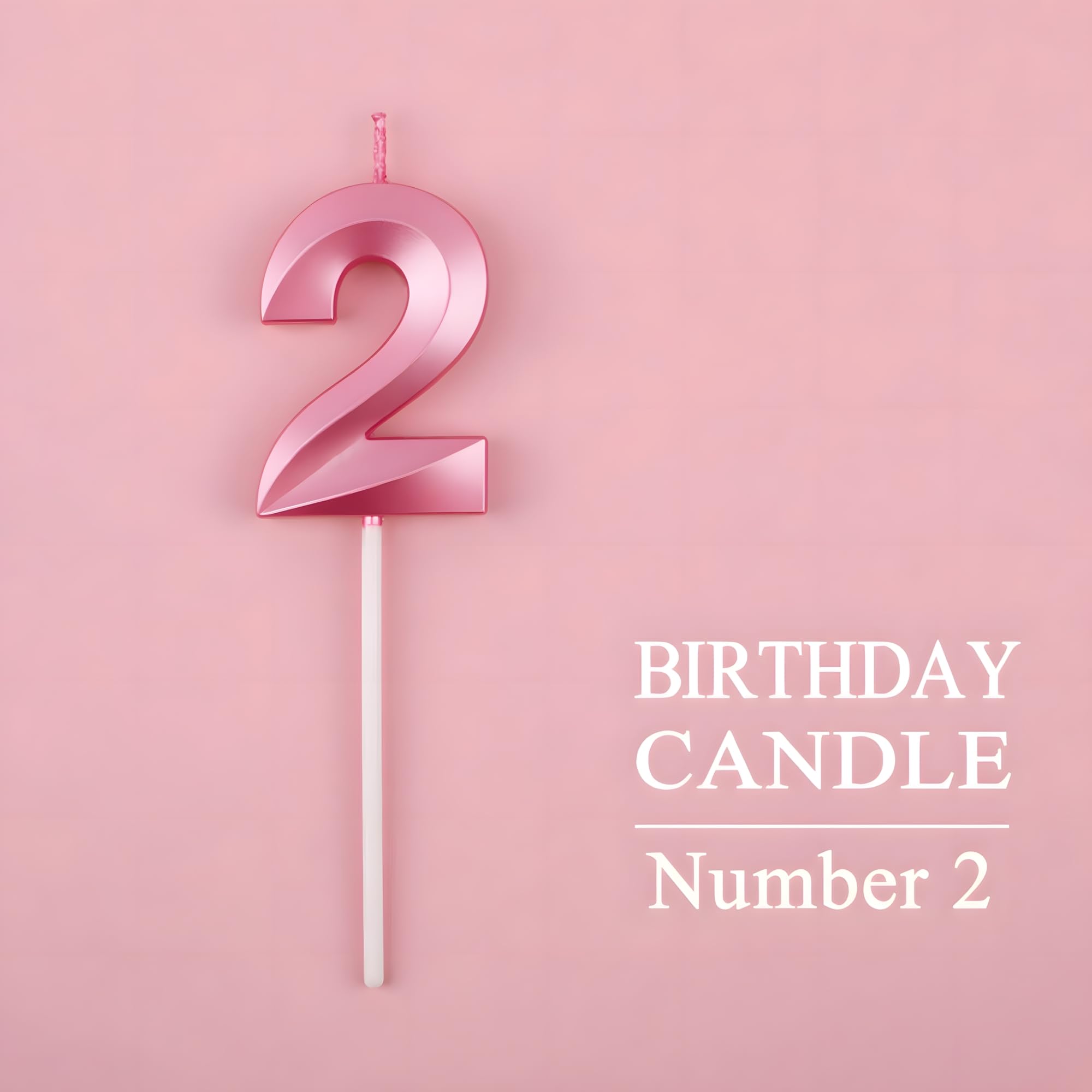 Juzfun Birthday Number Candles 2 for Cake Decoration Second Wedding Anniversary Party Celebration Metallic Pink Colour Size : Width 5 x Height 7 CM 1