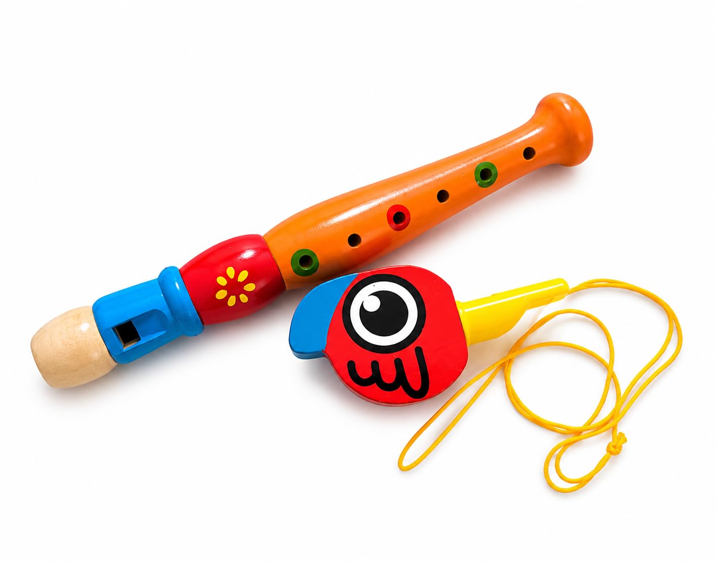 Wooden Musical Toy Combo Pack for Kids (Bird Whistle + Flute + Pipe Whistle) | Colorful Wooden Instruments Set | Fun Music Toys | Safe & Non-Toxic (Flute+Bird wistle (Pack of 2))-image-3