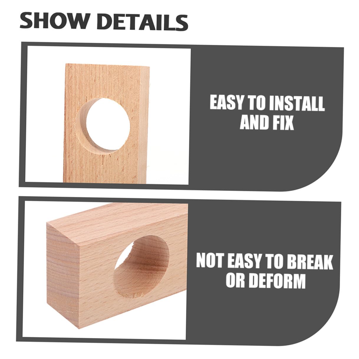 2 Set Supporti in Legno per Bastoni Tende Staffe Robuste per Bastoni Tende Interni per Soggiorno Camera E Cucina Sostegno Sicuro E Durevole 4 Pezzi*2