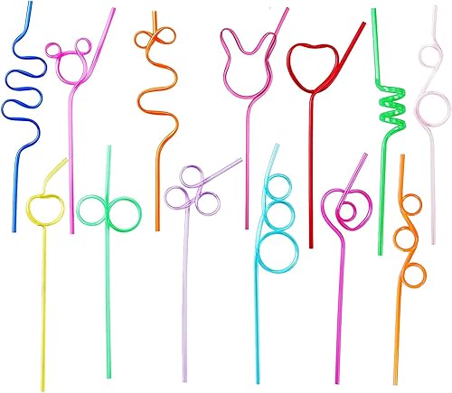 Miniatura 7 de 15 pajitas de plástico reutilizables rizadas para niños y adultos, pajitas coloridas y divertidas para actividades en el aula, regalo del día de San