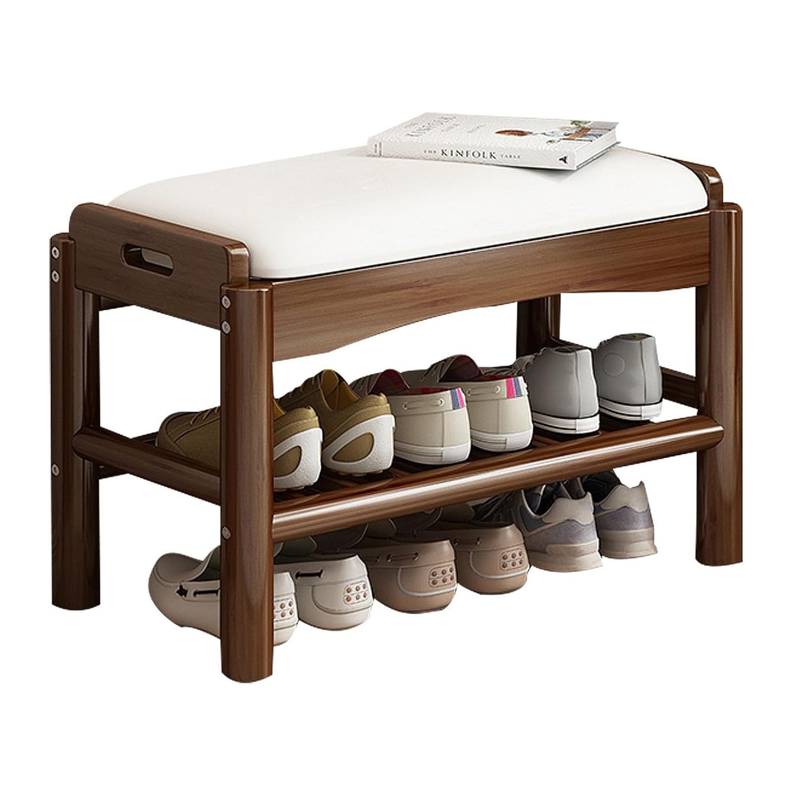 Banco Zapatero Entrada Recibidor, Madera Armario Zapateros en Madera con Asientos Acolchado e 2 Estantes para Entrada Pasillo Sala de Estar Dormitorio para Baño, Dormitorio, Pasillo(Color:B,Size:80X3