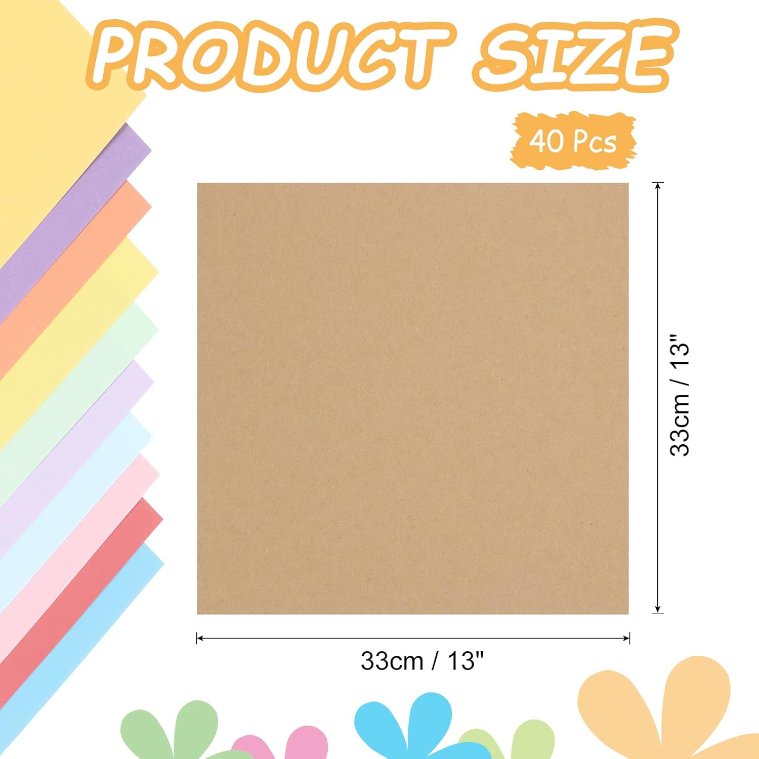 MECCANIXITY 40Pcs Kraft Paper, 13 x 13 Inch Kraft Cardstock Paper Sheets Kraft Cardstock Cutouts for Art Supplies, Origami, Paper Crafting, Brown