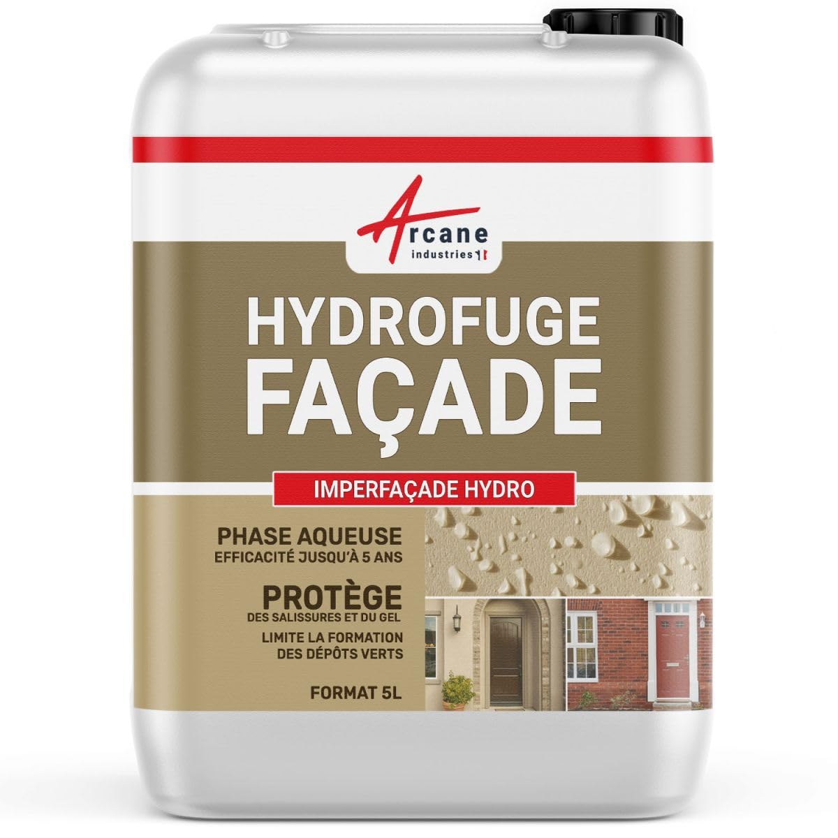 Hydrophobierung und Abdichtung für Fassaden aus Stein, porösen Ziegeln, Putz und Kratzputz: IMPERFACADE HYDRO - 5 L (bis zu 25 m²)