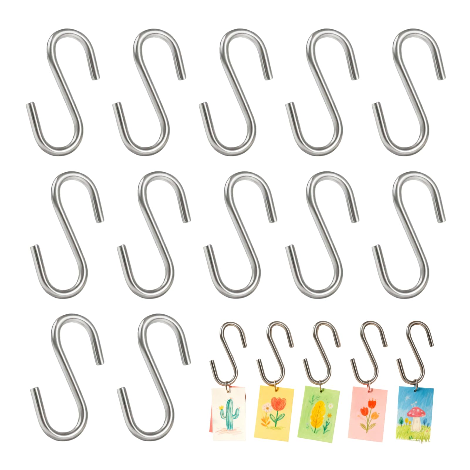 150 pezzi 304 acciaio inox S ganci intuitivi, 28 mm per cucina, bagno, officina e giardino - Ganci robusti S per progetti creativi fai da te e stoccaggio versatile