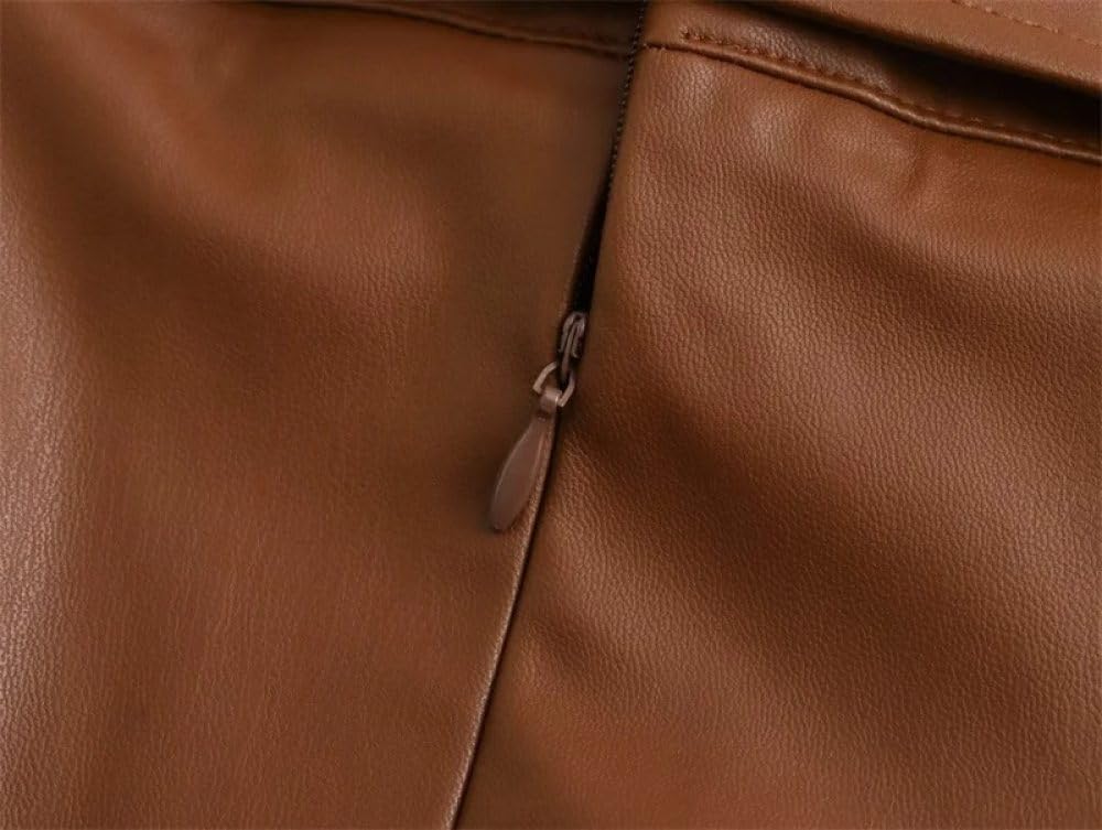 SWEPER Jupe Courte Femme - Mini Jupe Plissée en Cuir pour Femmes, Rétro Américain avec Ceinture, Slim, Ligne A, Couleur Unie, Au-Dessus du Genou, Hiver
