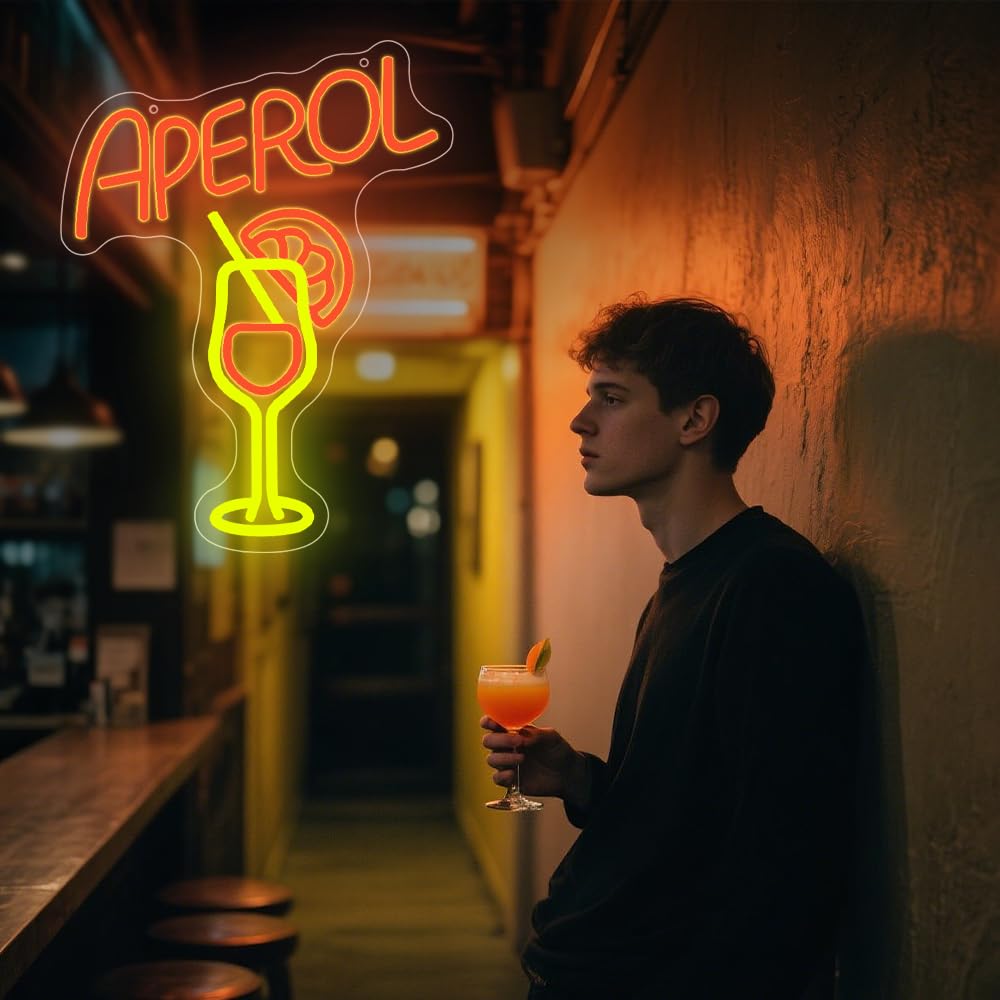 Cocktail Led Schild Aperol Spritz Neon Schild Bar Neon Schild Wanddekoration Aperol Neonlicht Geeignet für Bar Dekoration Cocktail Party Dekoration