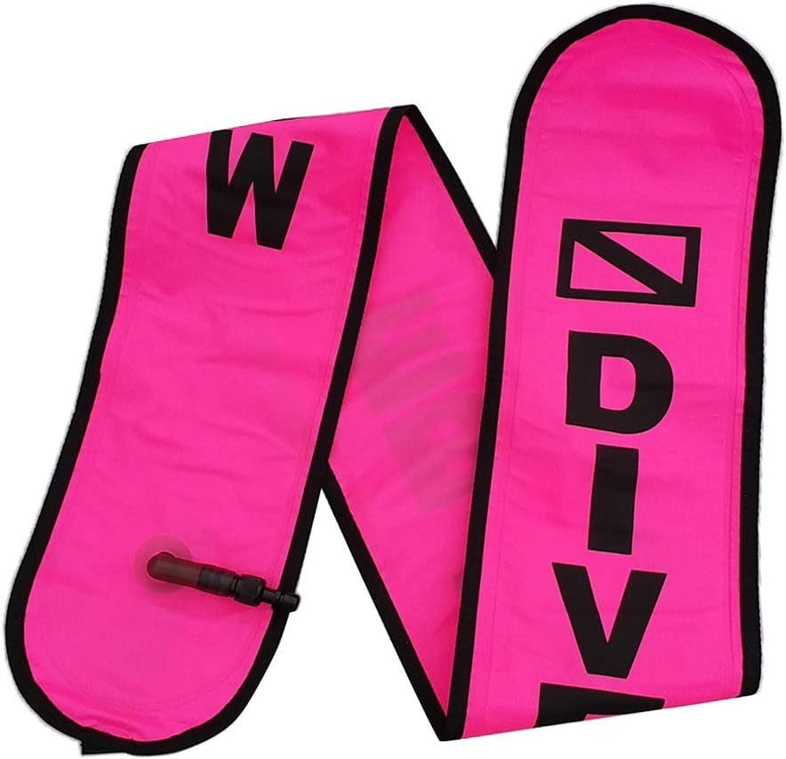 4Ft Scuba Diving Surface Marker Buoy SMB Underwater Buoy Float - High Visibility Reflective Tape, Oral Inflation Valve - for Diving, Spearfishing, and Snorkeling - Pink