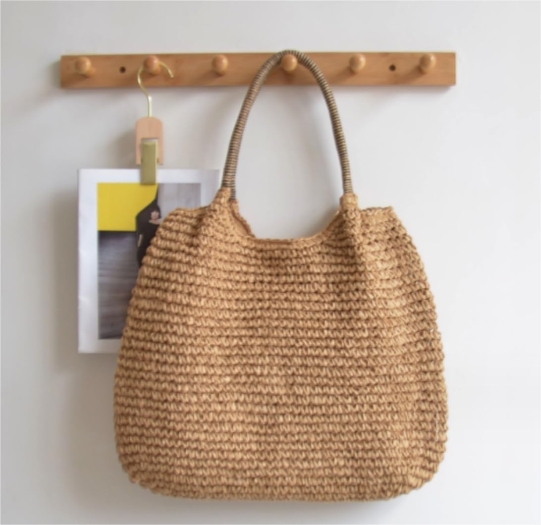 Bolso de Paja Bolso de Paja Ligero para Mujer, Bolso Playa, Tejido Grande Mujer
