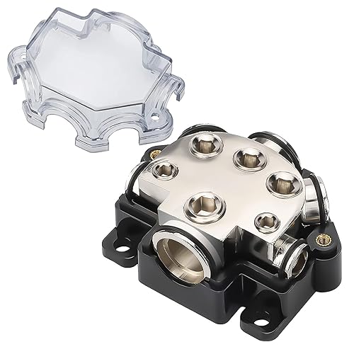 Bloque de distribución de energía de 5 vías, audio para automóvil, calibre 02 en amplificador de salida de calibre 48, bloque de distribución de