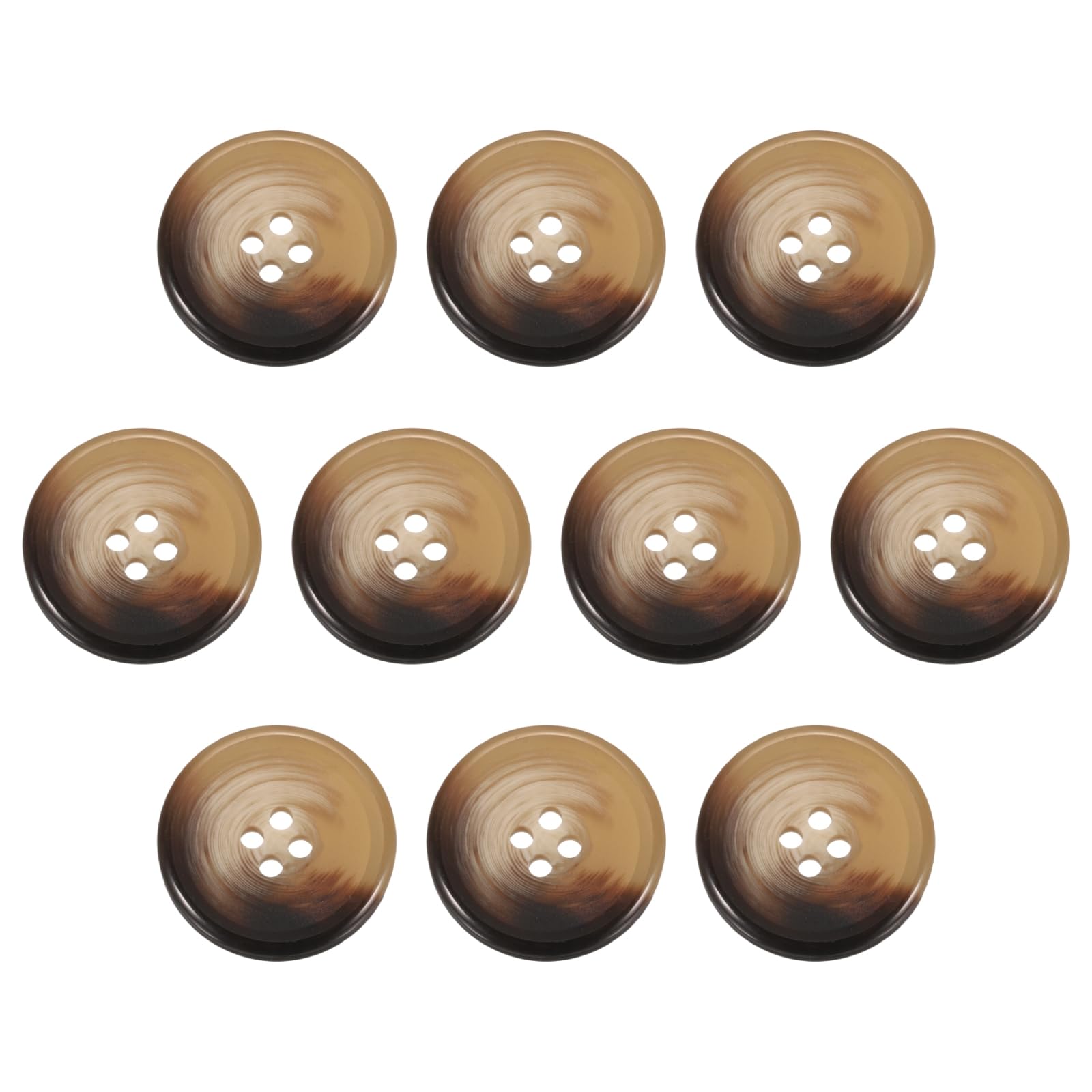 sourcing map 10pcs Resin Sewing Button, 30mm 1 3/16-Inch 4 Holes Round Pattern Flatback Buttons for Coat, Suits, Clothes Garment & DIY Crafts, 1#Coffee Brown