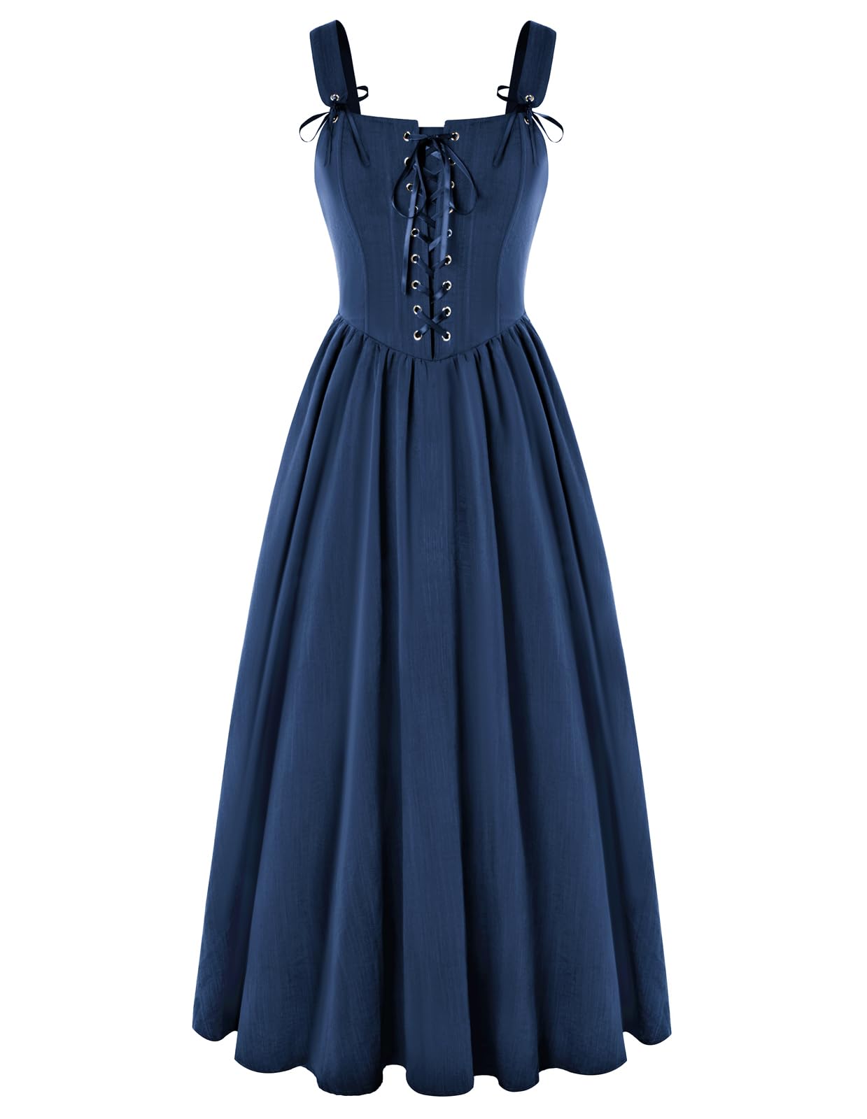 Scarlet Darkness Renaissance Dress Women Lace Up Cottagecore Sleeveless Long Dress Medieval Costume
