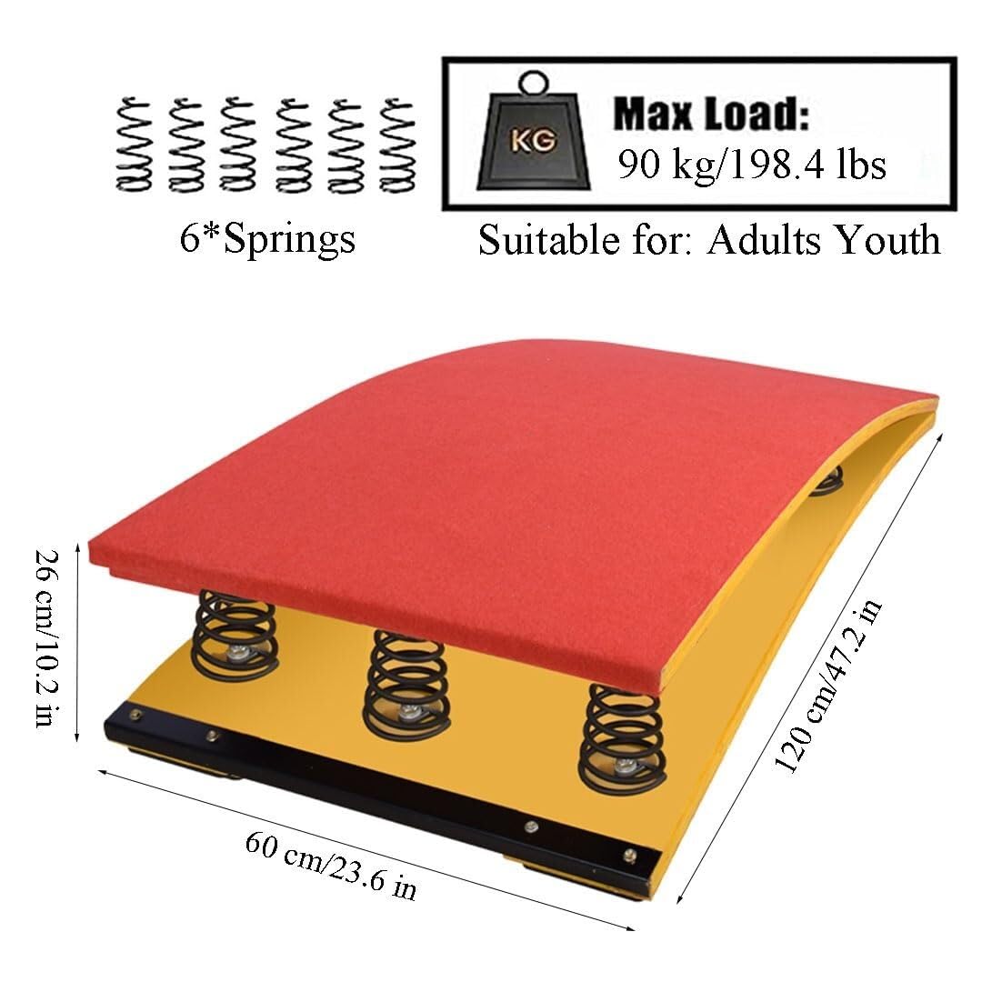 trampolino da ginnastica, con molle spesse integrate, assi di legno, feltro