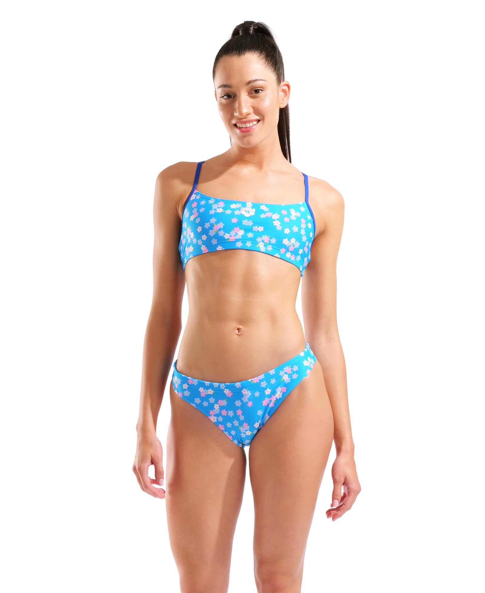 Arena Costume da Bagno da Donna con Motivo Floreale e Spalline Sottili