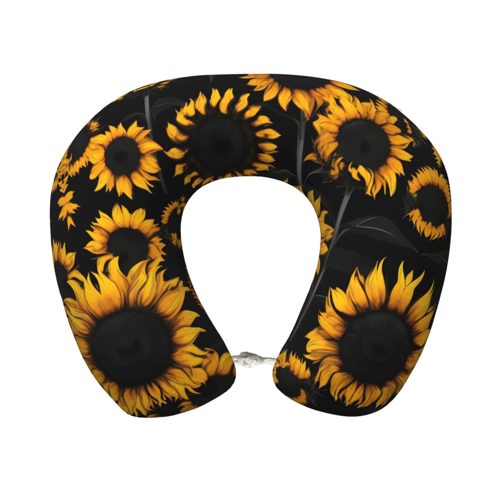 peiyeety Sunflower Blooming Flowers Plants Print Custom U-Shaped Pillow,Memory Foam Cervical Neck Travel Pillow,for Home,Camping,Travelling