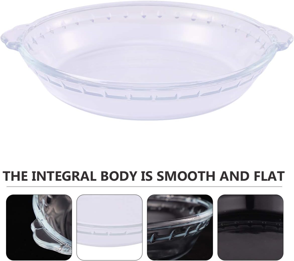 Ceramic Divided Dishes, Glass Pizza Dish Glass Pie Plate Dish: Reusable Pie Baking Plates with Handles Transparent Round Baking Pan Microwave Oven Plate , Quiche and More 7 Inch ( Color : Transparent