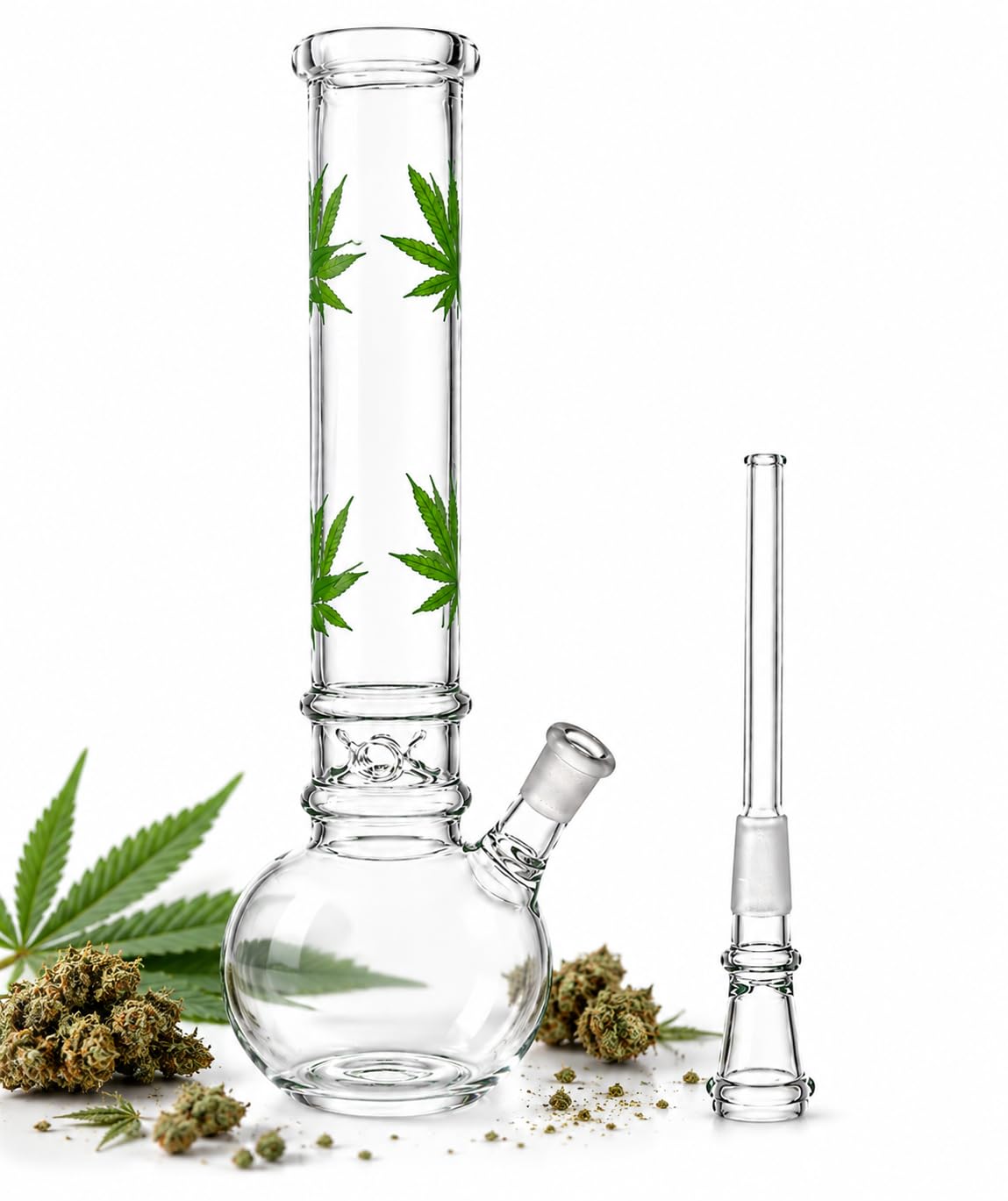 Glass Era 12 Inch Ice Chamber Glass Bong | Premium Borosilicate Water Pipe | Thick Transparent Glass | Classic Bulb Base | Detachable Downstem | Durable Smoking Accessory-image-3