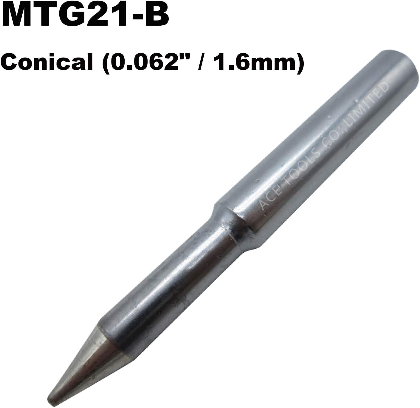 MTG21-B Conical Round Soldering Tip Special Use for 80W (80-Watt) SP80NUS SP80NUK LED Solder Station SPG80 ACE Brand Iron Tips (10)
