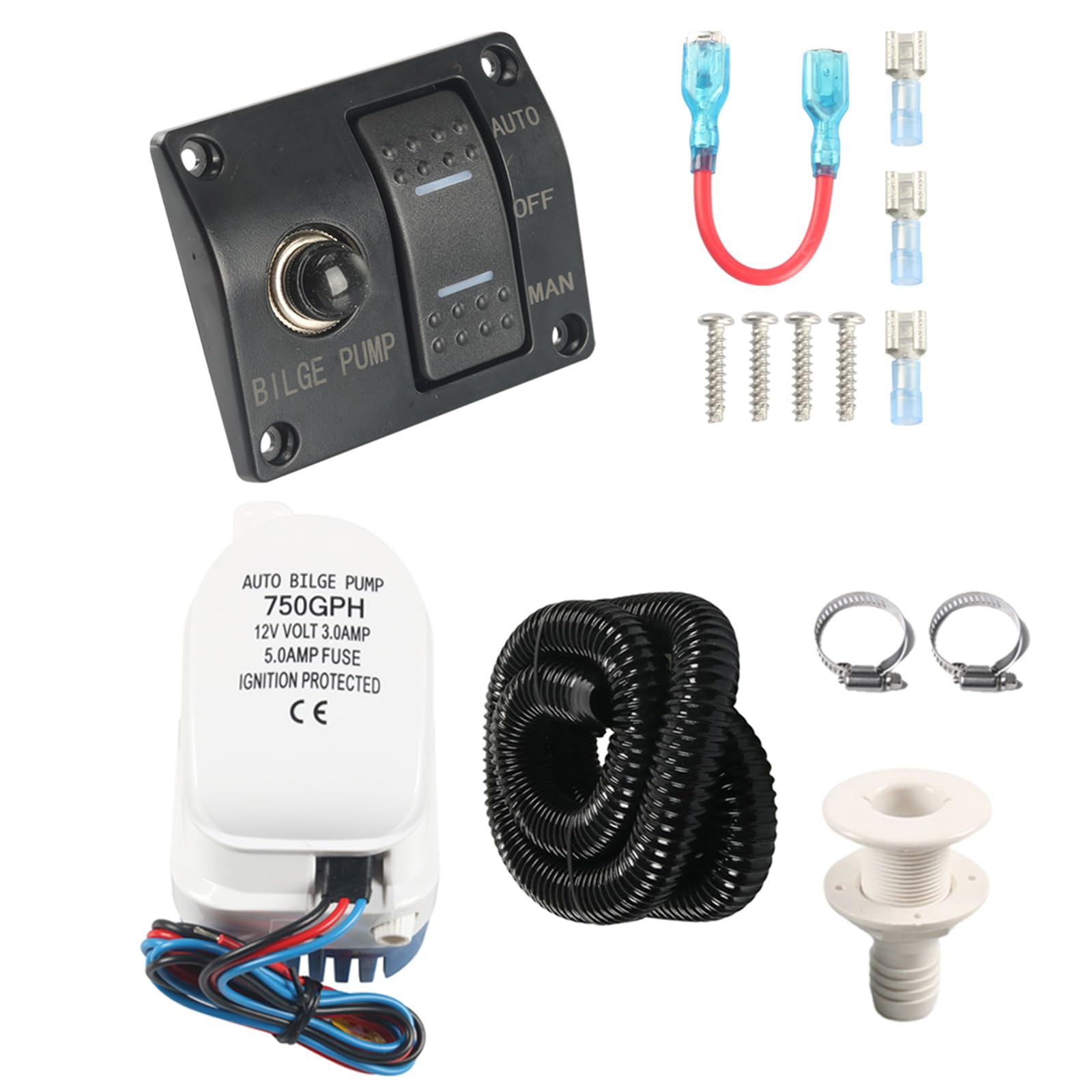 Marine Automatic Bilge Pumps 1100GPH 750GPH Two Rate Water Drainage Systems for Vessels and Kayaks Submersibled Water Pumps