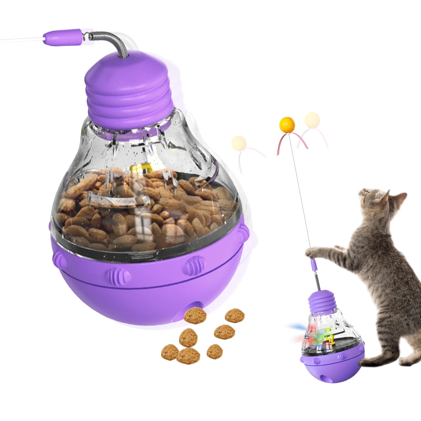 Jouet interactif pour chat à gobelet oscillant et distributeur de nourriture lente