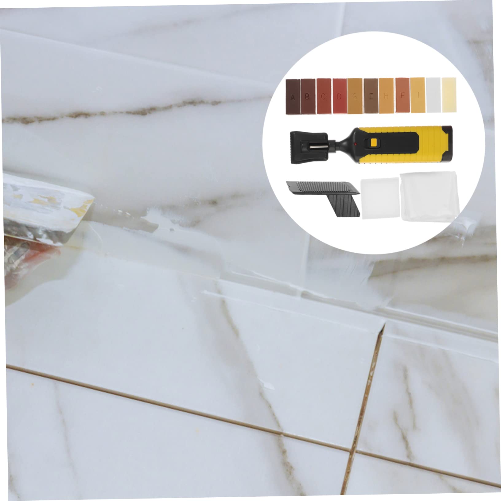 PRETYZOOM Kit di Riparazione per Pavimento in Vinile e Laminato, Rimuove Graffi, Blocchi di Cera, Riscaldamento Rapido per Riparare Aree Danneggiate | 11 Colori, per Legno e Mobili, Restauro di Aree Danneggiate, Forme Adorabili Fattura
