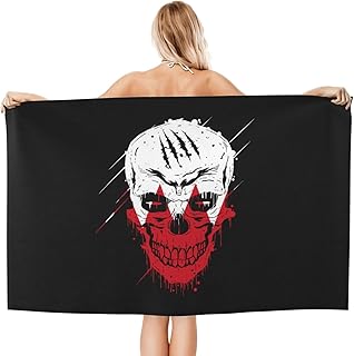 Creative Bahrain Patriot Skull National Flag Bath Towels 32 X 52 Inches Quick Drying Soft Large Absorbent Towels for Bathroom Gym Pool Spa