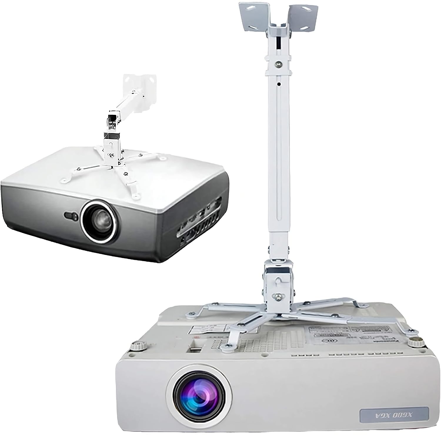 QUARSON Heavy Duty - 1 feet to 2 feet/Foot (12 inch to 24 inch) Adjustable Projector Ceiling and Wall Mount Kit Bracket Stand with Tilt Option (Weight Capacity - 15kgs) (White - 1FEET to 2 Feet)