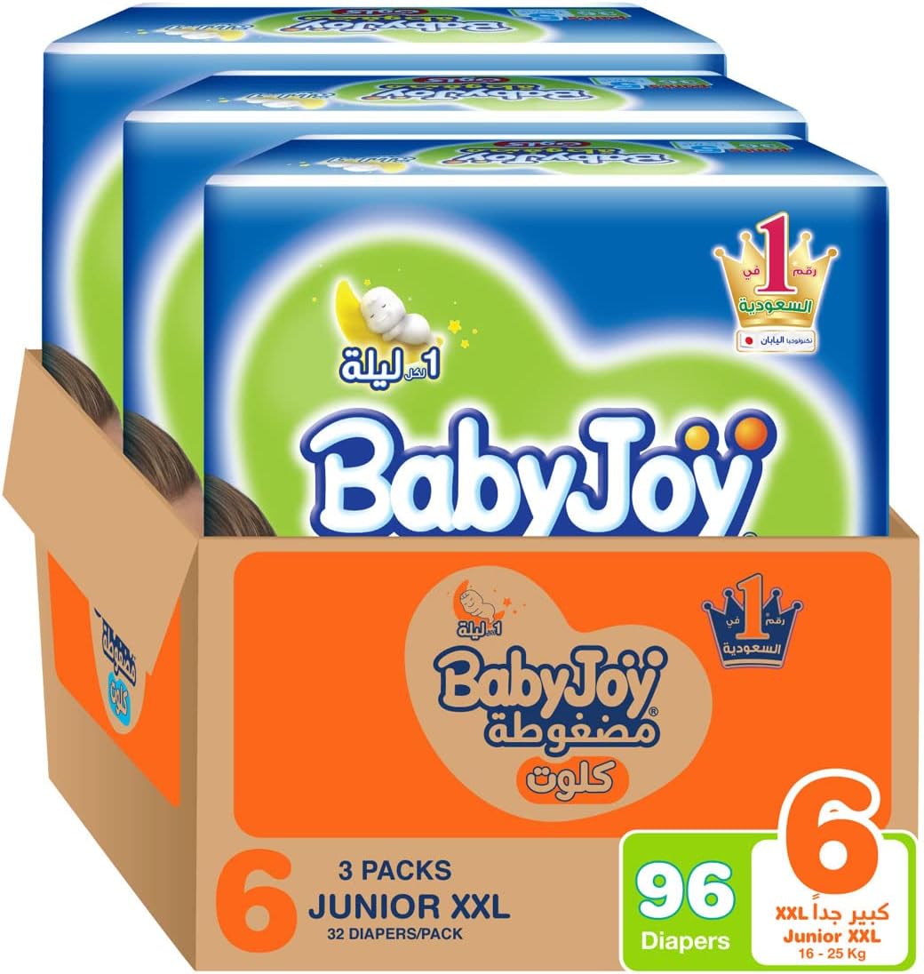 Babyjoy Cullotte Pants Diaper, Jumbo Pack Junior XXL Size 6, Count 96