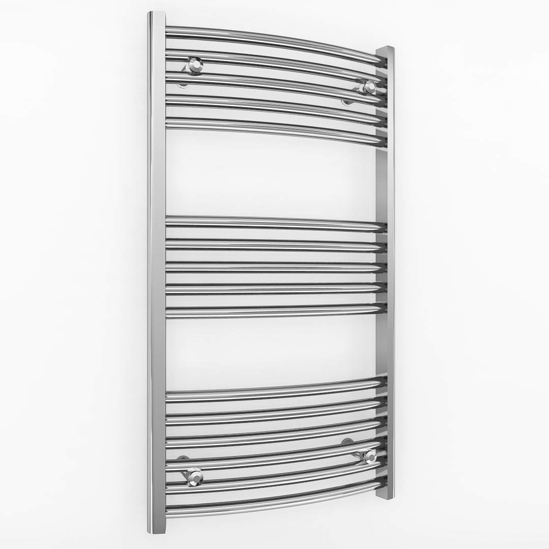 600mm Wide Flat and Curved Chrome Heated Towel Rail Radiator Designer Bathroom Radiator For Central Heating Designer UK (600 * 900mm High Curved)