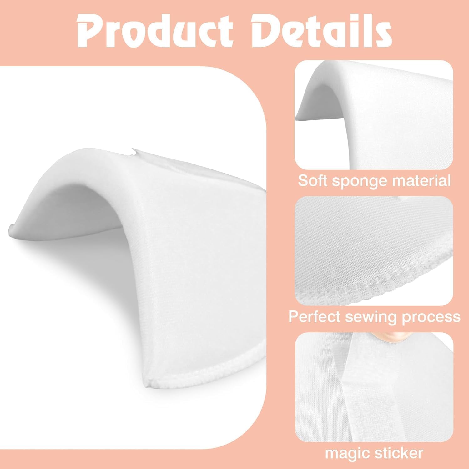 Zaruatu 4 Pairs Set-in Shoulder Pads 1.5cm Thickening Foam Shoulder Pads for Womens Clothing Sewing Supplies Breathable Sponge Pads for Sloping High Low Shoulders Blazer Suit (White & Skin) - Image 5