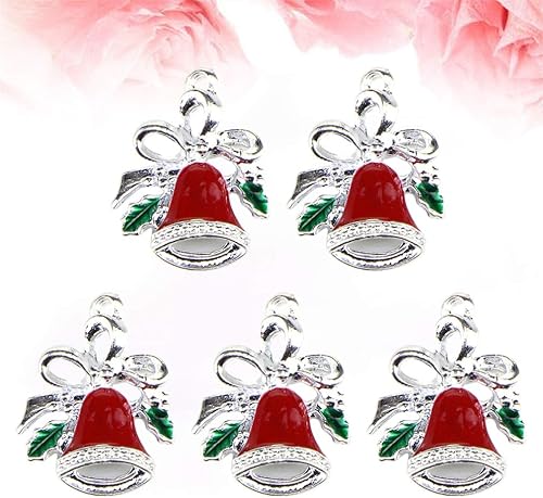 Miniatura 7 de Amosfun 20 adornos de cascabel de Navidad con lazo, colgantes colgantes para árbol de Navidad, accesorios de joyería de bricolaje