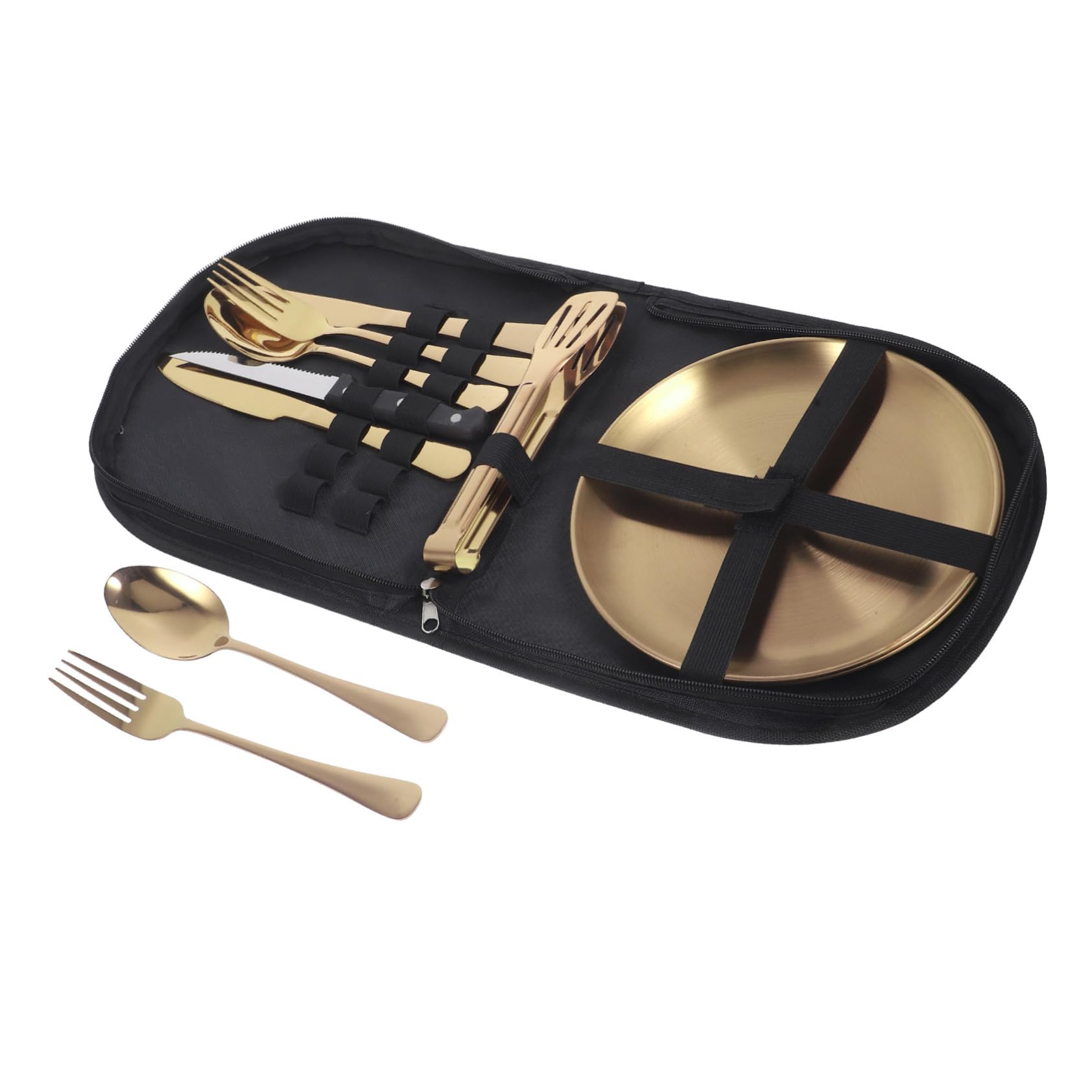 PRETYZOOM Posate Da Campeggio in Metallo Set Da 5 Pezzi in Acciaio Inossidabile Portatile Per Campeggio Picnic