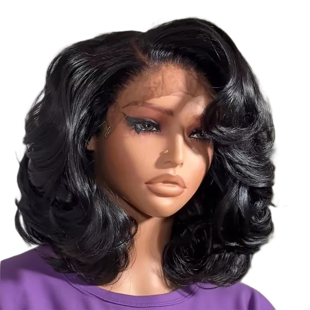 Haarpflege 7 X 5 13 X 4 13 X 6 Klebefreie HD-Spitze-Front-Echthaar-Perücke Natürlicher Schwarzer Körperwellen-Bob Für Frauen(7x5,180%_8INCHES)