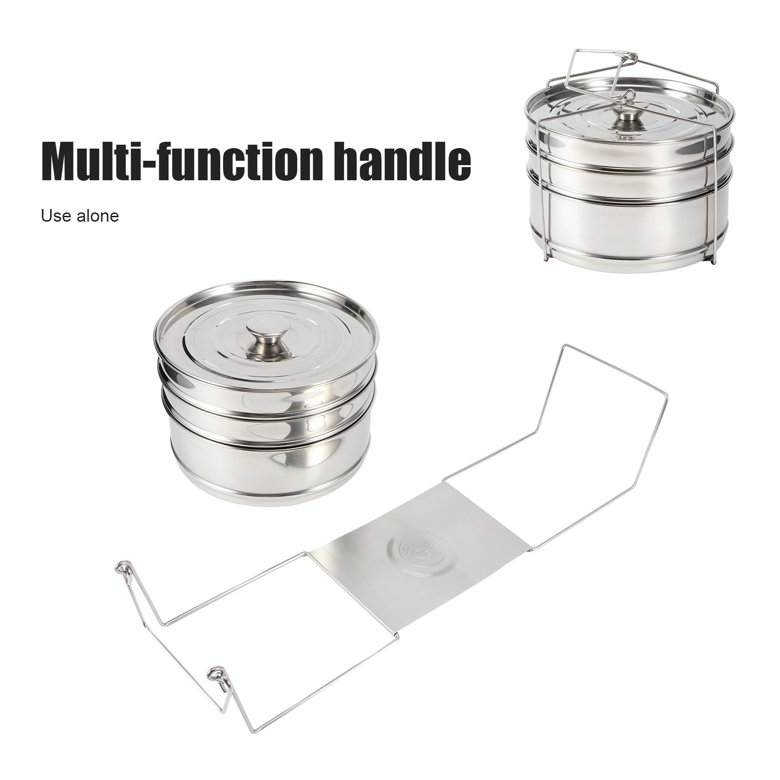 Pentole con Inserto in Acciaio Inossidabile Impilabili a 3 Livelli, Set di Pentole a Vapore con Coperchio per Pentola a Pressione, Verdure Al Vapore, Riso, Carne, Pesce